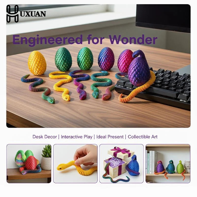 décoration intérieure serpent multicolore réaliste œuf inclusion 30 cm 8.5 cm
