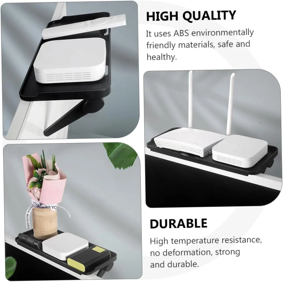 support pliable noir fibre carbone clips moderne multifonctionnel étagère murale