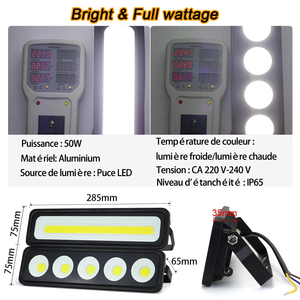 projecteur led 100w 50w noir moderne ip65 extérieur intérieur 220v