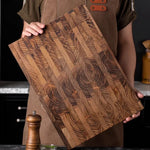 planches découper bois teck durable élégante cuisine préparation aliments rectangle marron clair herbes bol