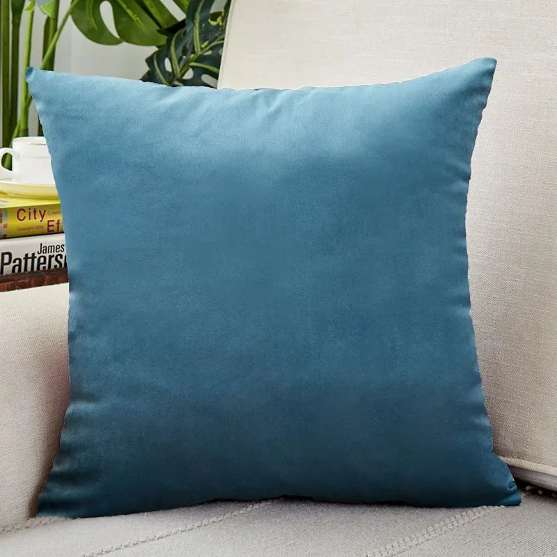 housse coussin carrée velours uni canapé salon décoration maison moderne