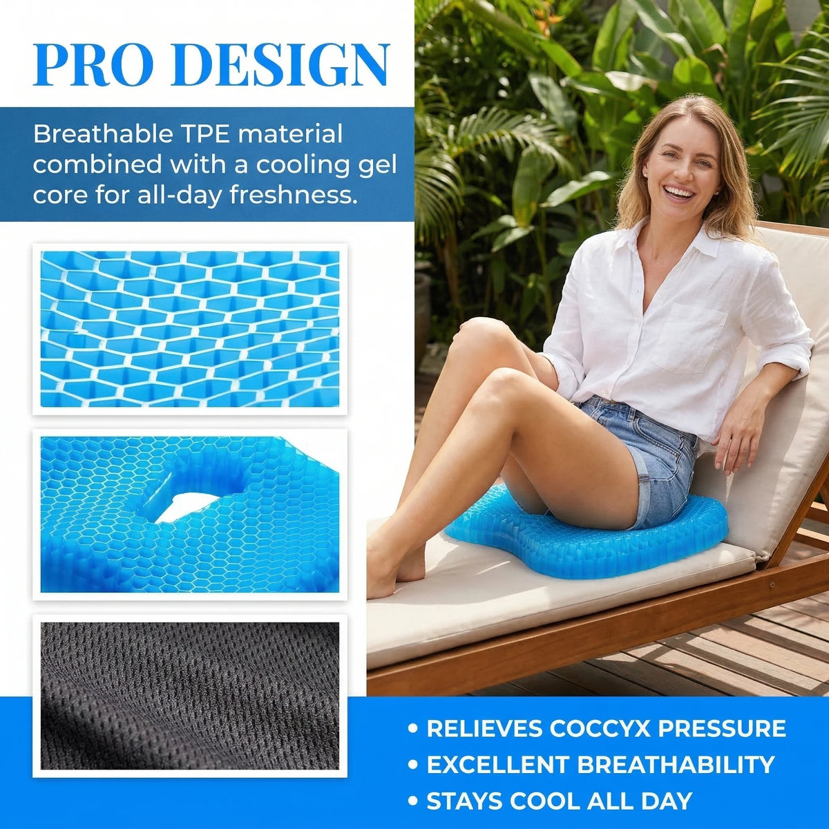 coussin siège bleu forme mousse pe gel respirant moderne hexagonal ergonomique adaptable