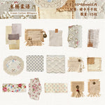 autocollants vintage tissu carnets notes motifs fleuris vichy dentelle tasseaux métal tissu vieux artisanal