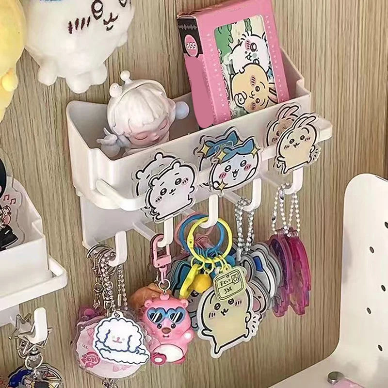 organisateur mural kawaii étagères crochet rangement blanc décoratif petits objets peluches cartes stickers porte