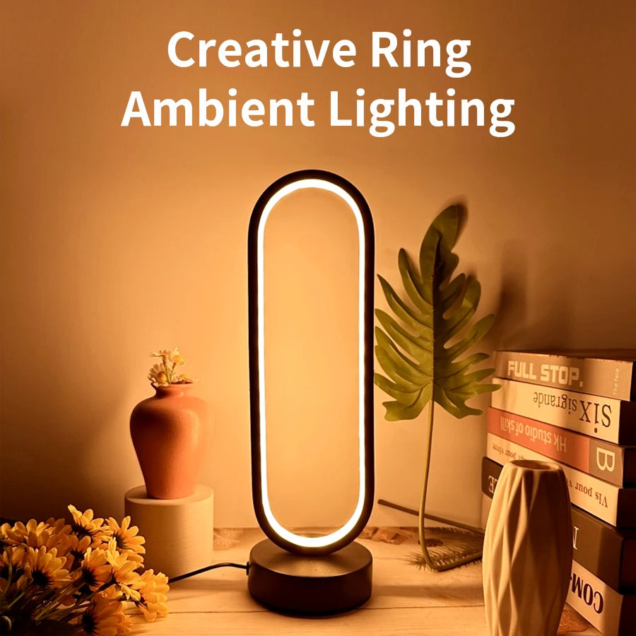 lampe chevet anneau led noir blanc ajustement tactile chambre salon ambre neutre moderne