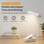 lampe lecture pince rechargeable anti lueur bleue températures luminosité flexible moderne blanc mat