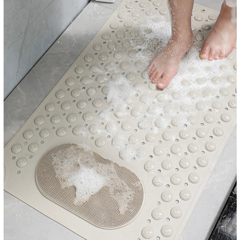 tapis bain exfoliant rose gris moderne brosse pieds