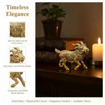 statuette chèvre jaune doré résine décorative cornes détaillées intérieur traditionnel animalier