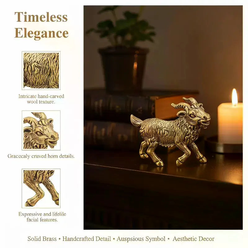 statuette chèvre jaune doré résine décorative cornes détaillées intérieur traditionnel animalier