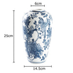 vases bleu blanc fleurs oiseaux feuillage classique decoration table arrangement fleurs moderne