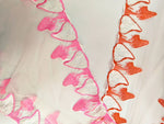 dentelle rose vif blanc orange motifs coeurs feuilles semi transparent