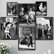 tableaux photographies noir blanc scènes urbaines rétro décoration murale vintage personnes panneau publicitaireintérieur meubles