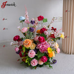 bouquets fleurs artificielles rose romantique arches intérieures décoration mariage anniversaire fêtes