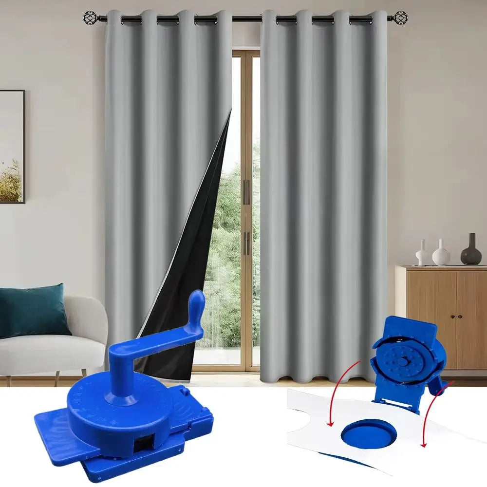 outil fixation rideaux bleu pratique outil bricolage accessoire couture trous rideau gris