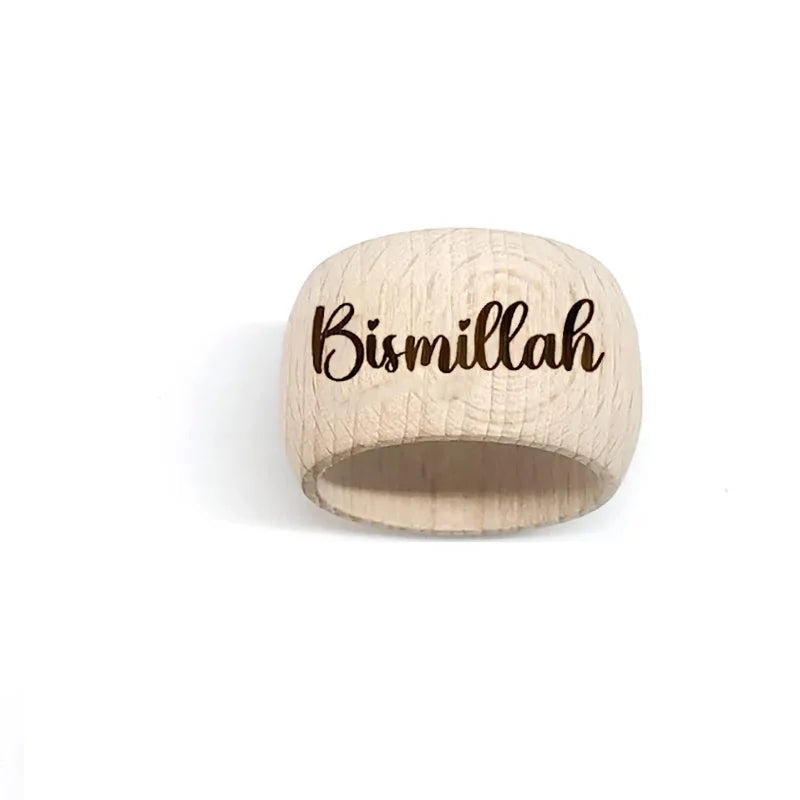 anneau bois naturel gravure bismillah alhamdulillah simple minimaliste decoration table İslamiqueoccasion ei