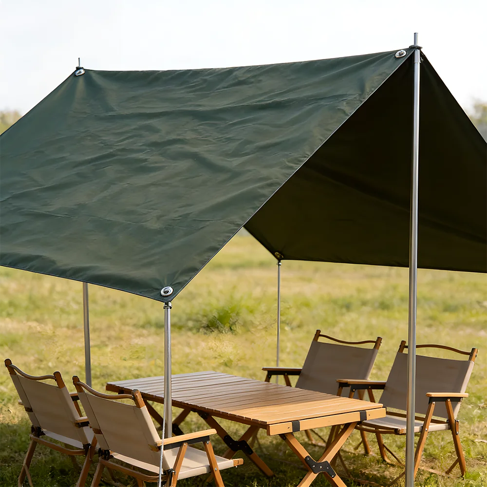tapis camping sol pratique résistant vert olive polyester imperméable uni
