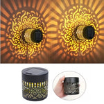 décoration jardin lampe solaire murale mandala moderne noire doréeextérieur patio