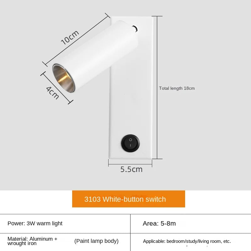 lampe murale moderne port usb noir blanc bronze fixée mur