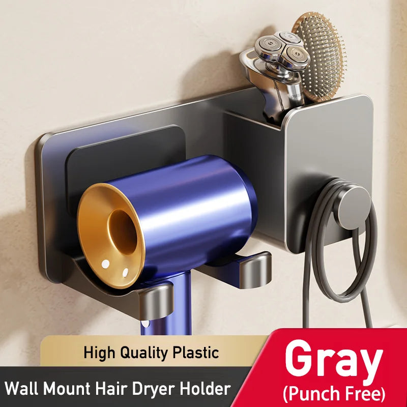 séchoir cheveux adhésif mural violet doré gris moderne aluminium laqué