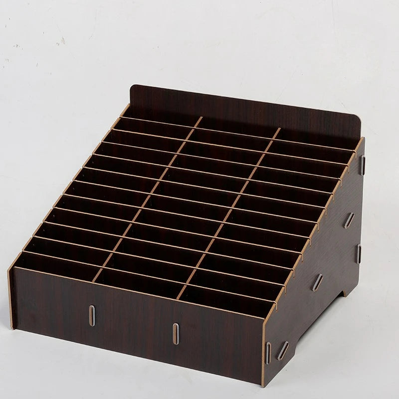 boîte rangement bois naturelle moderne grilles divisées bijoux accessoires rose marron minimaliste