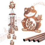 cloche vent artisanale cuivrée oiseau papillon grenouille crochet jardin thérapie sonore