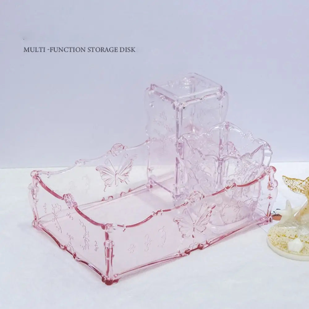boîte rangement transparente papillon rose pinceaux bijoux organisateur moderne respectueux environnement multifonction