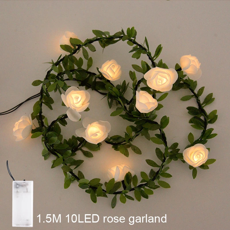 décoration mariage rose guirlande lumineuse fleurs artificielles romantiqueintérieur chambre salon