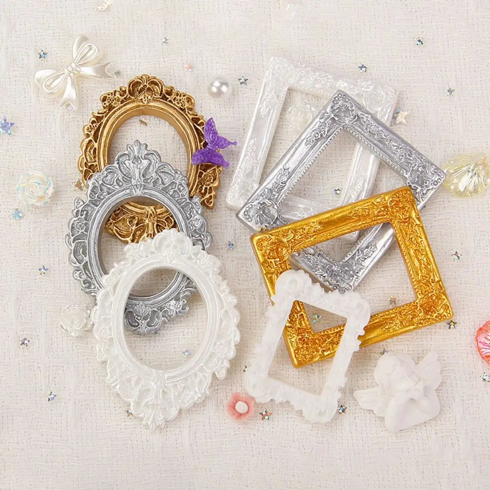cadres decoratifs resine classique or argent ornements baroques blanc accessoires decoration miniature