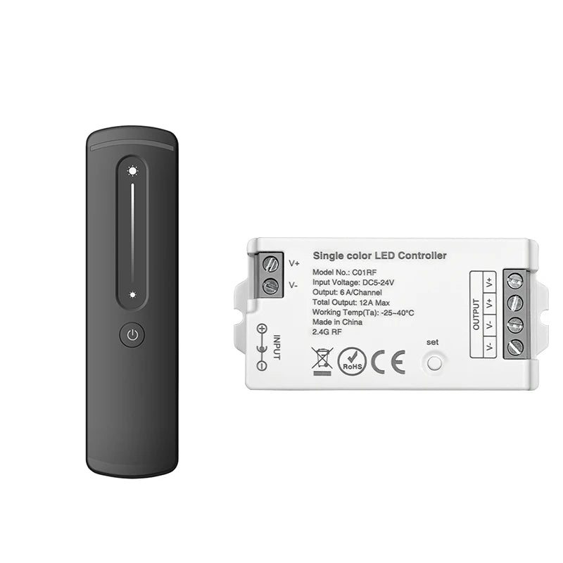 contrôleur led rf sans fil télécommande cct adaptable 12v 24v 15a led dimmable blanc
