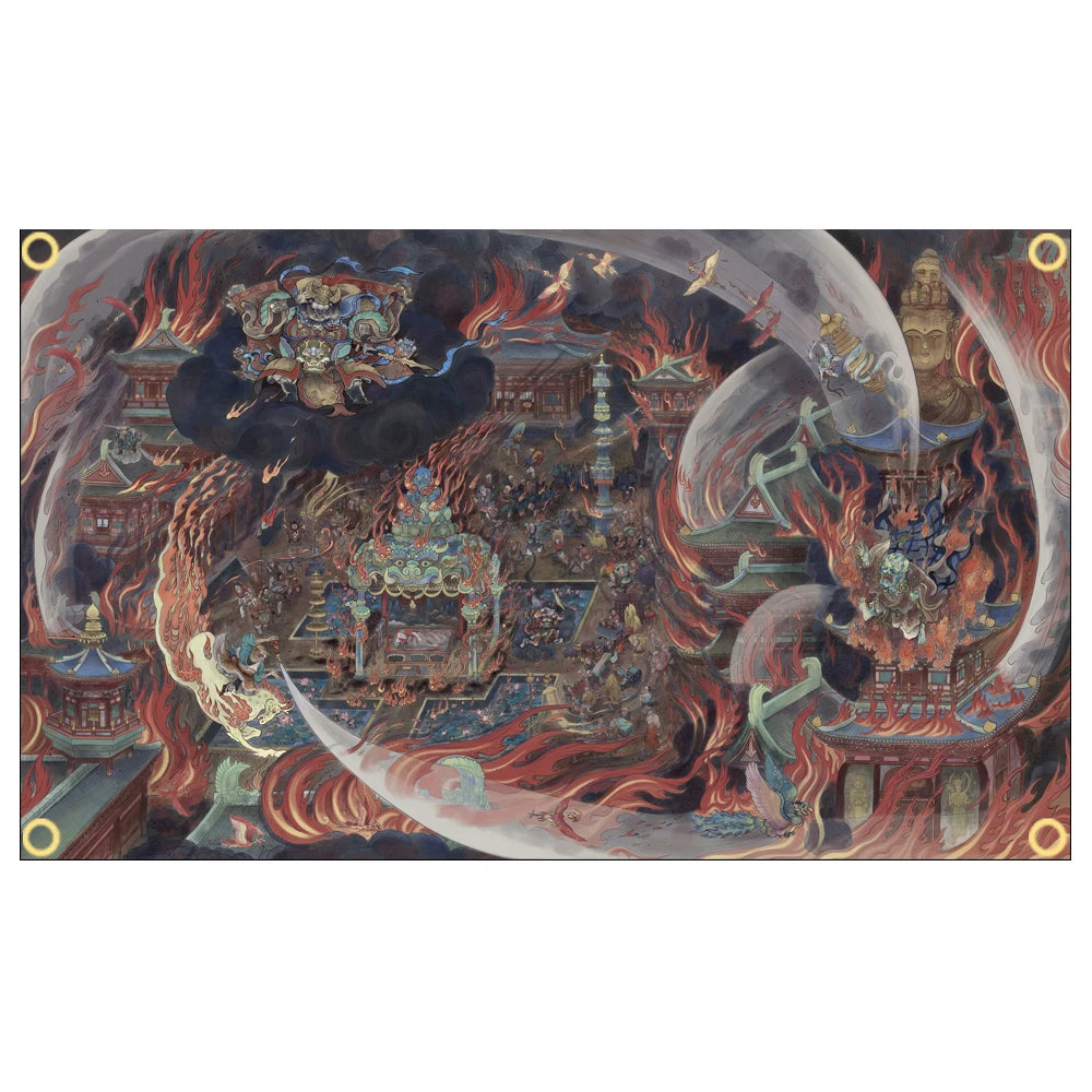 tapisserie murale décorative motif mythologique fantastique dragon art asiatique tissu polyester grande taille