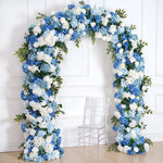 arche décorative mariage fleurs artificielles bleu blanc vert extérieur décoration maison
