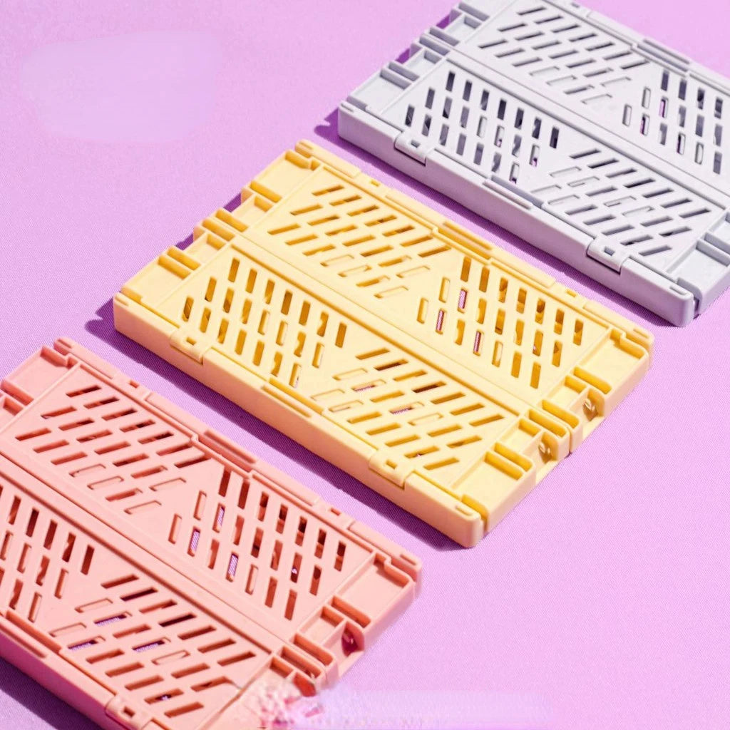 caisse pliable rangement jaune gris rose grille ventilation moderne respectueux environnement