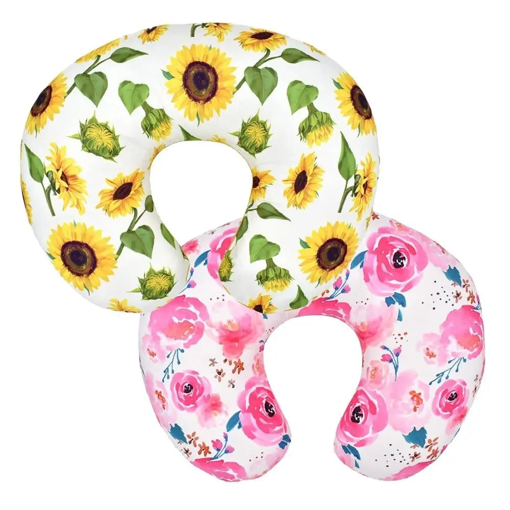 coussin allaitement shaped skin friendly polyester coton fleurs animaux confortable bébé blanc jaune