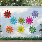 décorations murales fleurs stylisées rouge bleu vert jaune orange moderne