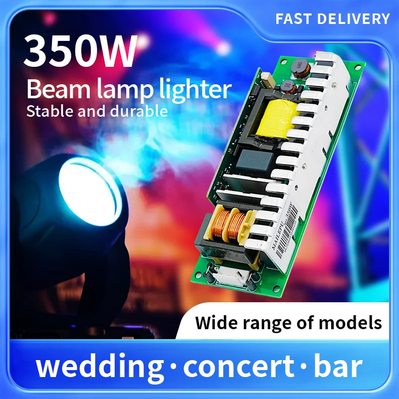 lampe faisceau 300w vert noir jaune imprimé conducteurs dorés électronique scènes professionnelles dj