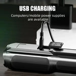 lampe torche télescopique noire moderne chargeur usb portable zoom éclairage camping
