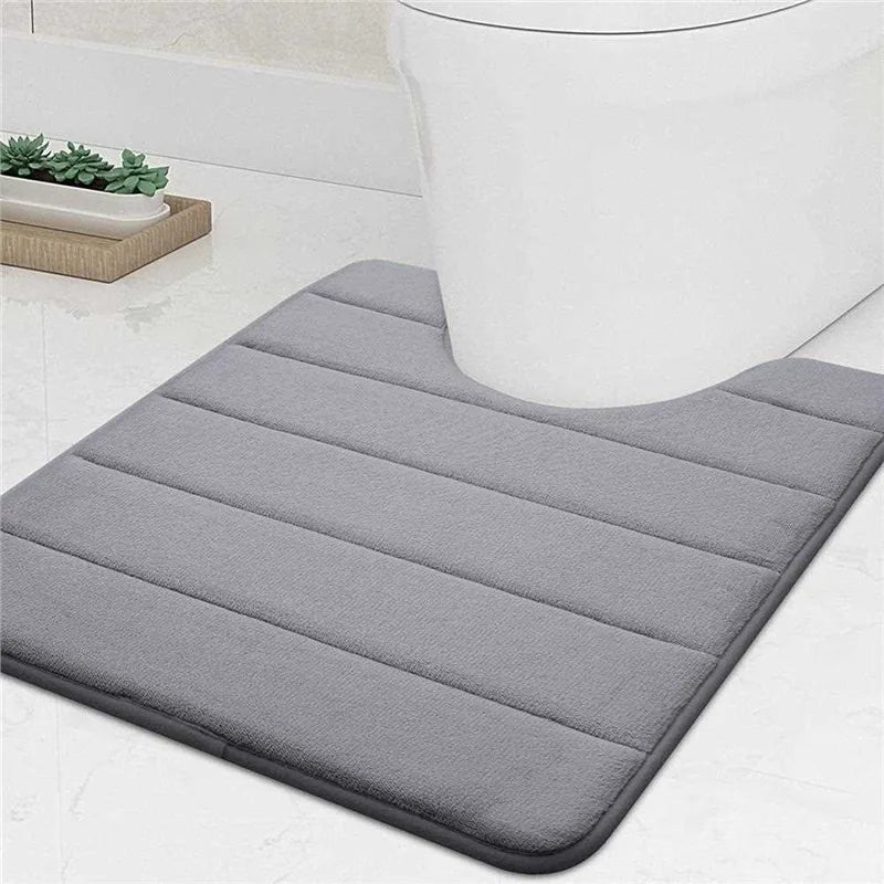 tapis toilette gris moderne antidérapant absorbant texture douce 50cm 40cm