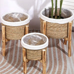 pots plante naturel blanc corde tressée bois rustique boho chic plastique transparentintérieurextérieurbalcon
