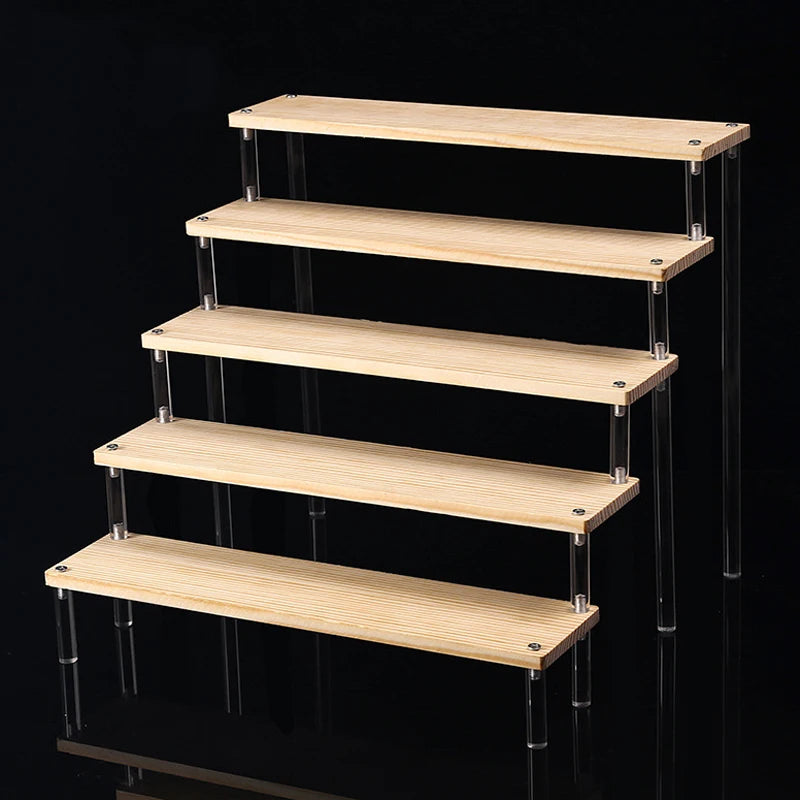 étagère bois massif moderne niveaux rangement cosmétiques vis minimaliste salon