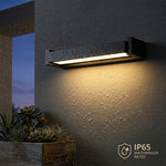 lampe murale led moderne ip65 350 rotatable noir verre trempé 235mm 335mm