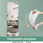 miroir mural moderne marbre blanc gris adhésif vinyle chambre décoration DIY