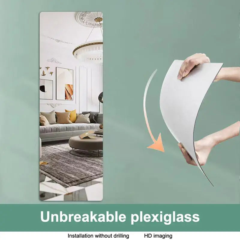 miroir mural moderne marbre blanc gris adhésif vinyle chambre décoration DIY