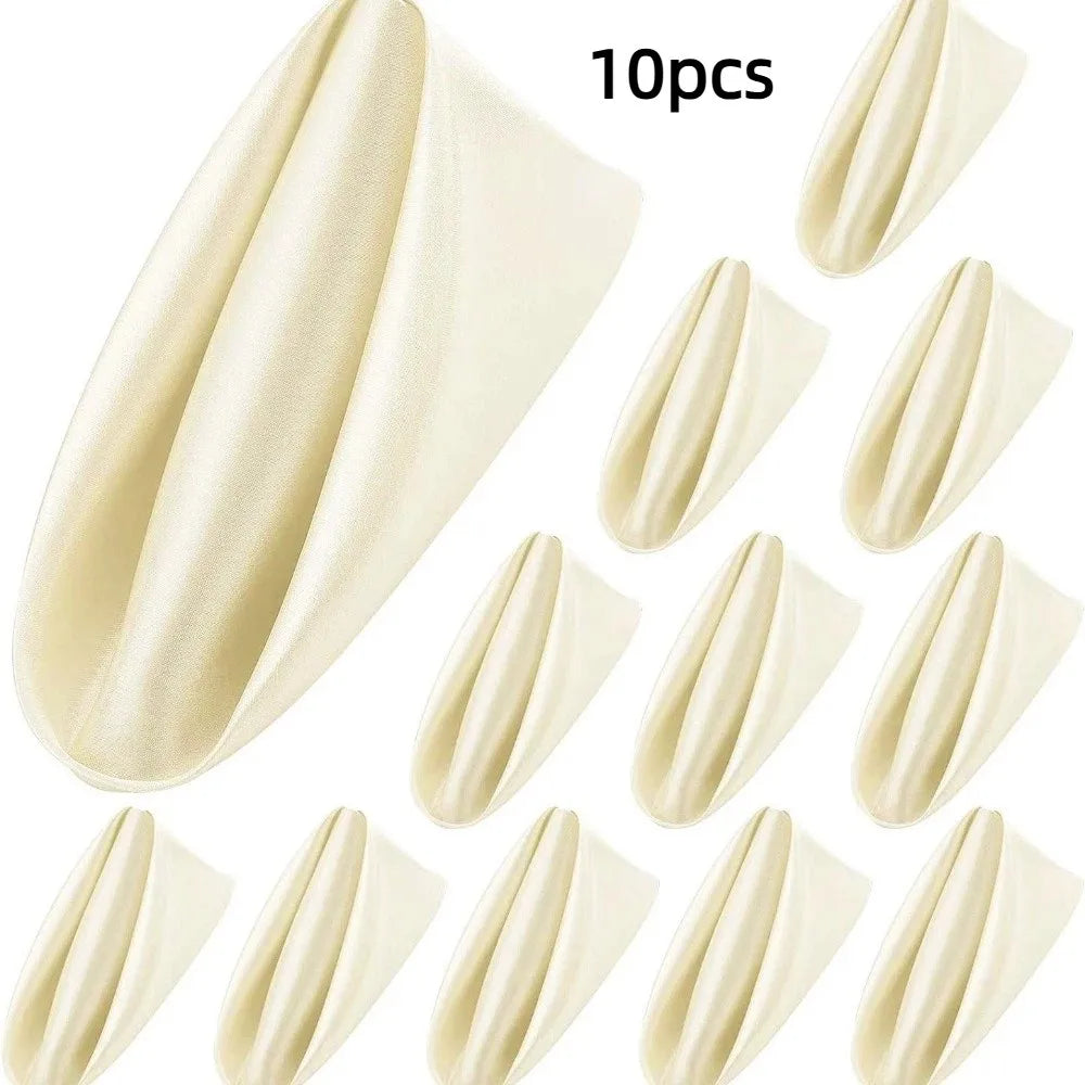serviettes satinées classiques blanc cassé 30cm table maison restaurant festives