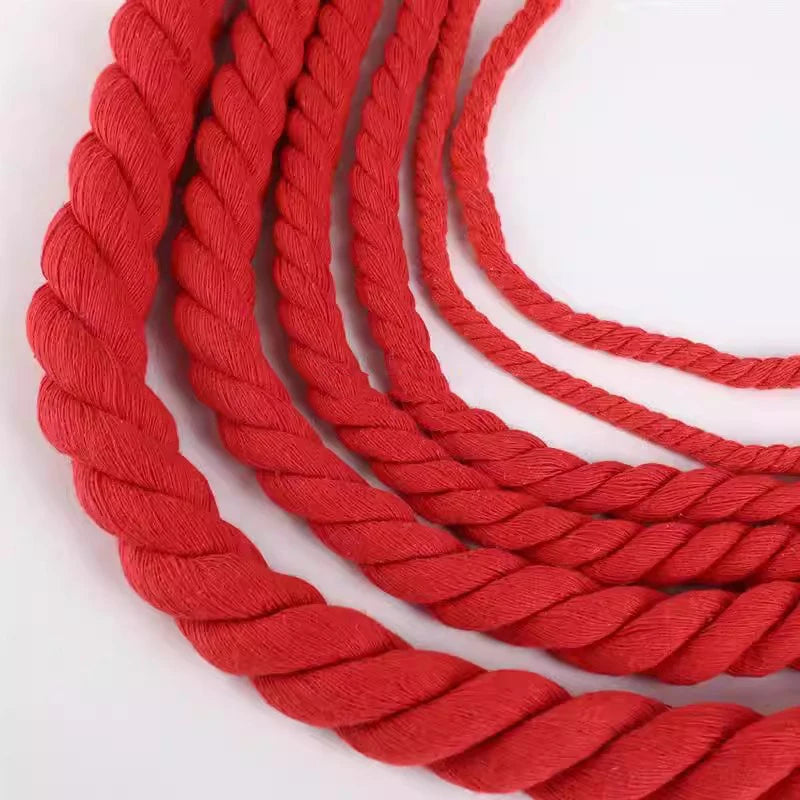 cordon coton torsadé rouge 12 20mm longueur 10mètres décoration sacs robuste écologique