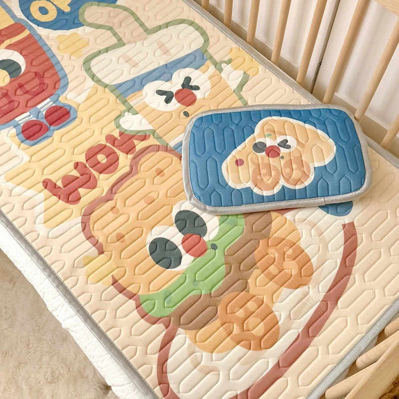 tapis pliant protection lit enfant motif astronaute bleu gris blanc rose vert orange