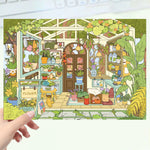 miniatures jardin scellées plantes meubles accessoires couleurs vert rouge bleu dessin animé opaques