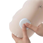 oreiller voyage forme polyester beige doux moderne dégonflement poignée transport confortable suction voyage tranches