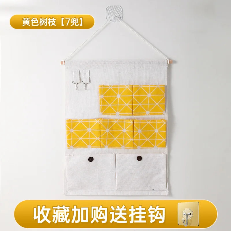 sac rangement mural multiple poches clips magnétiques beige jaune organisation moderne poches utilitaires porte