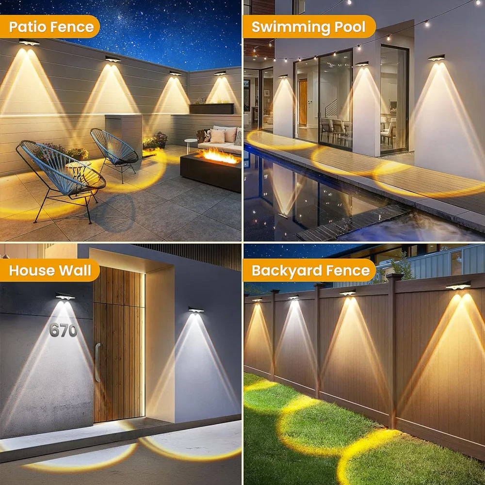 applique murale solaire led moderne noire transparente ip65 couleurs rgb minimalisteextérieur jardin