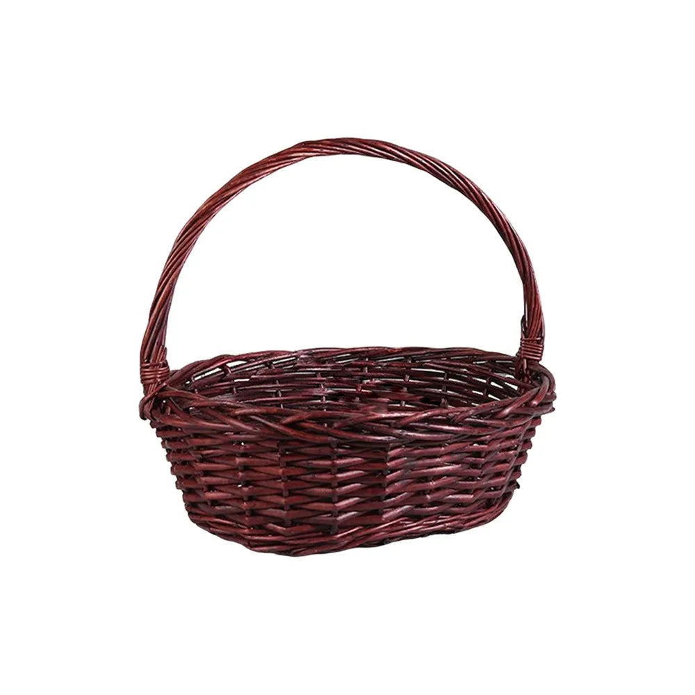 panier tressé marron blanc empilable rangement snacks bonbons classique rustique poignée intégrée tissage traditionnel